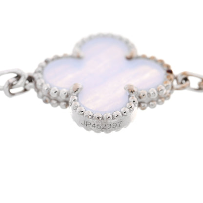 Van Cleef & Arpels 18K White Gold Chalcedony 5 Motifs Vintage Alhambra Bracelet 3 of 5