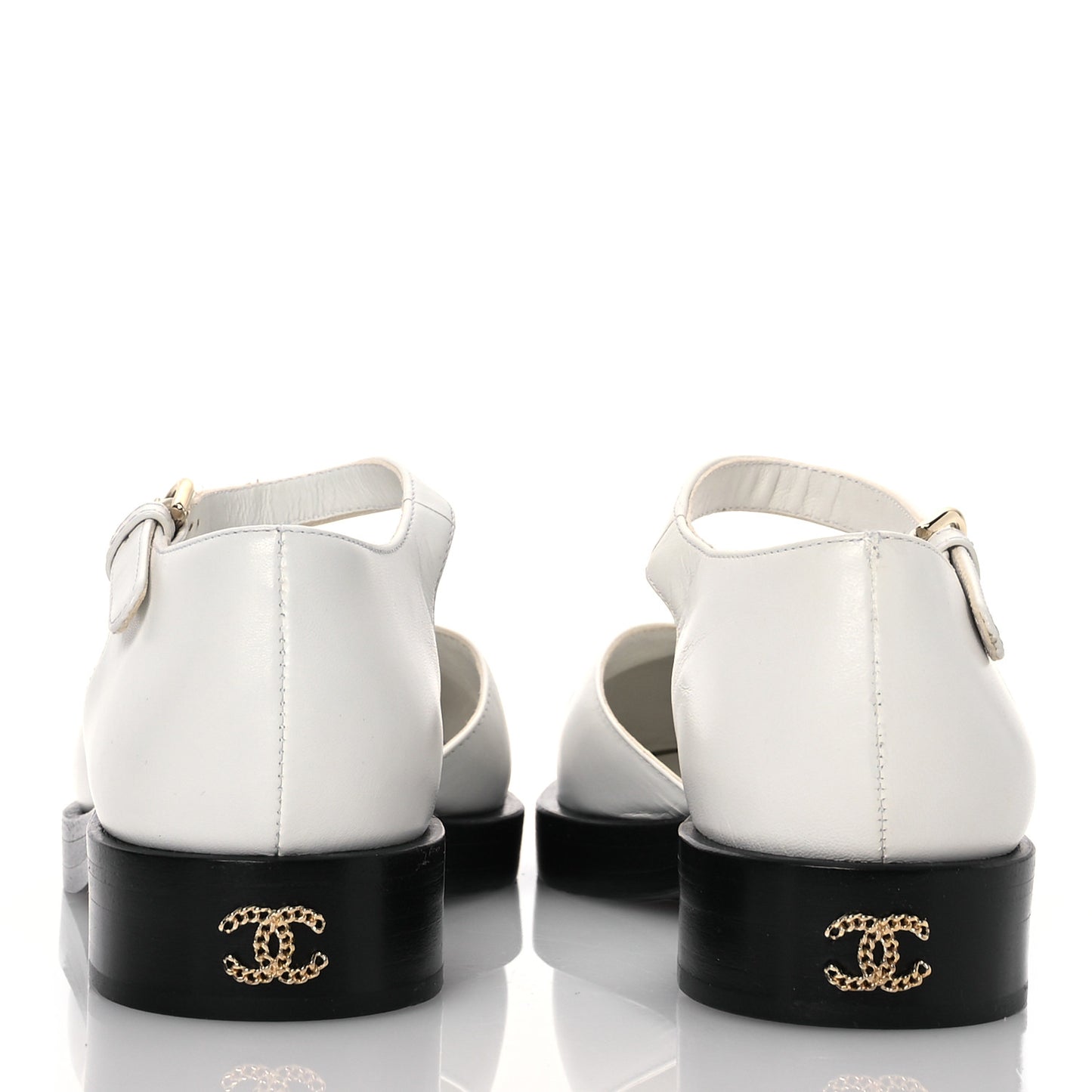 Shiny Goatskin Mary Jane Flats 35 White Black