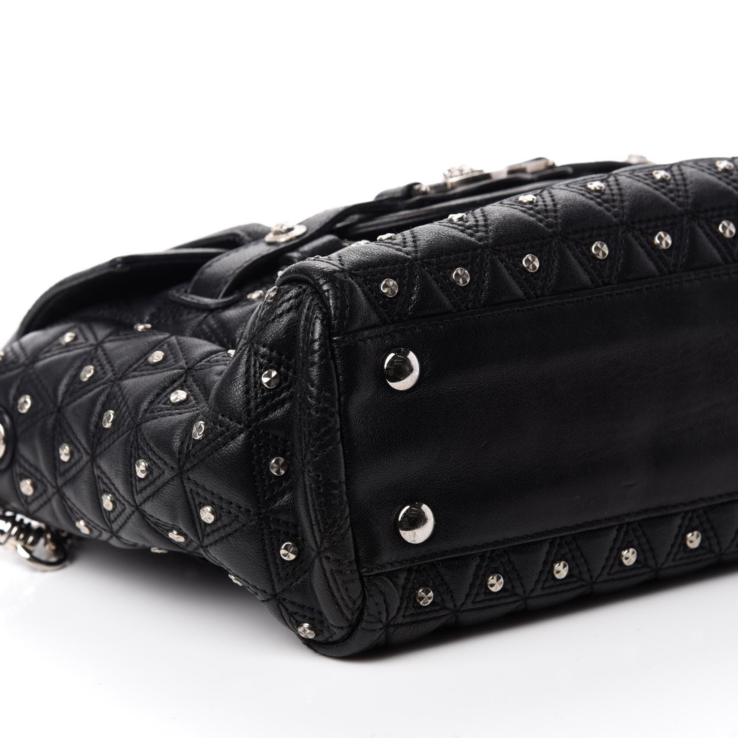 Versace Nappa Trapuntata Triangle Quilted Studded Bag Black 6 of 12