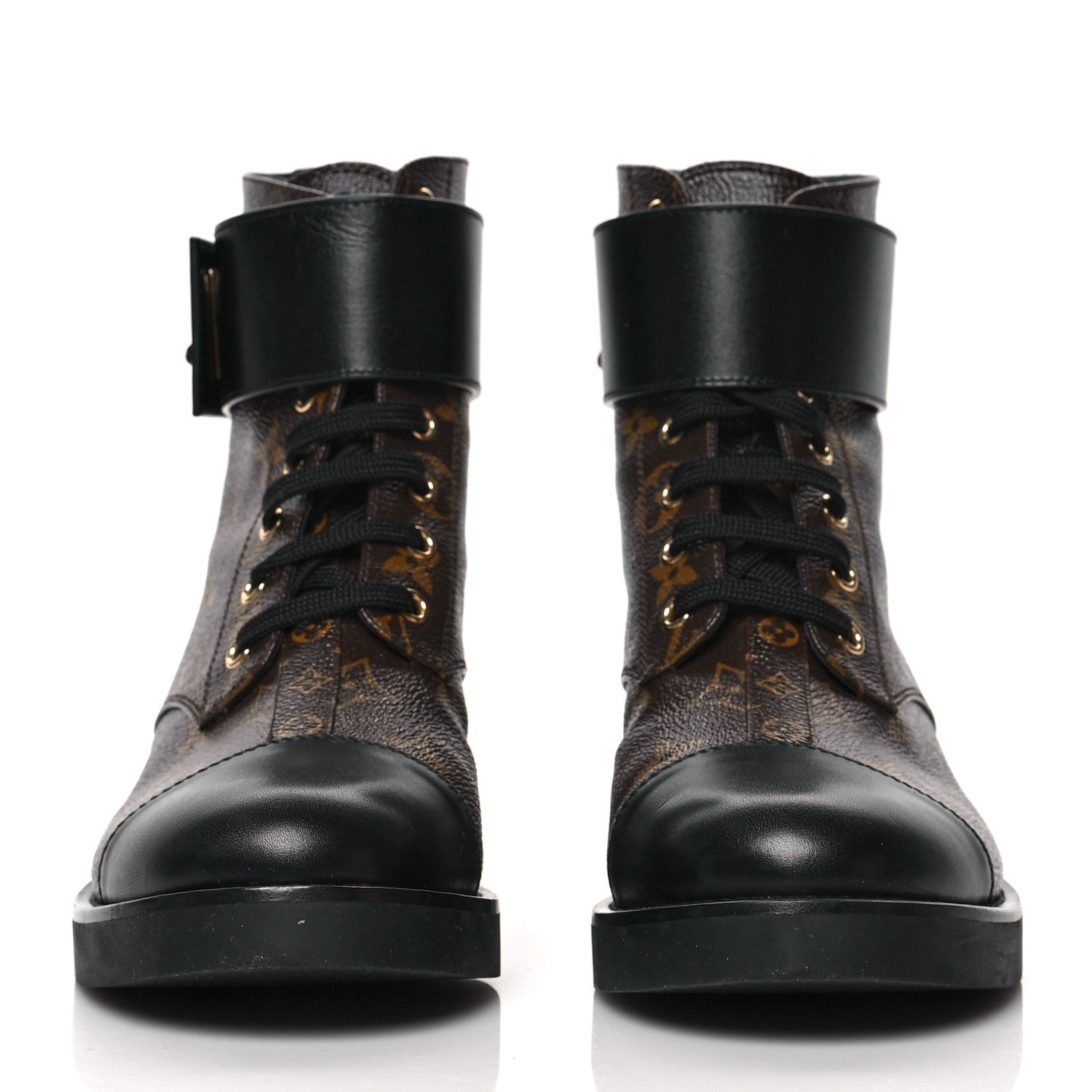 Louis Vuitton Calfskin Monogram Wonderland Flat Ranger Boots 39 Black 2 of 8