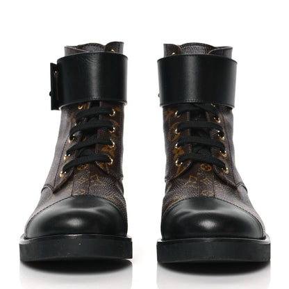 Louis Vuitton Calfskin Monogram Wonderland Flat Ranger Boots 39 Black 2 of 8