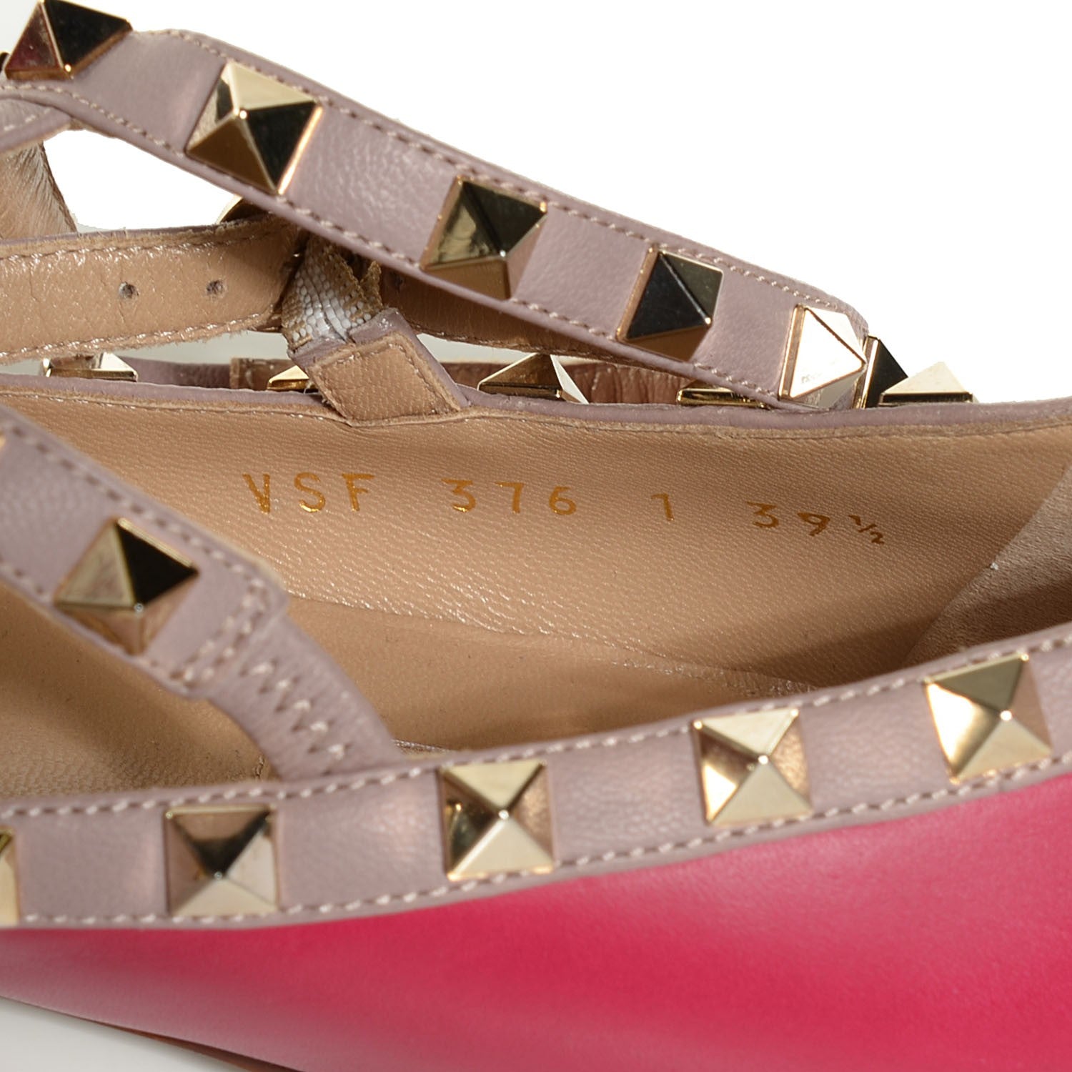 Valentino Garavani Calfskin Nappa Rockstud Cage Ballerina Flats 39.5 Cyclamin Poudre 8 of 8
