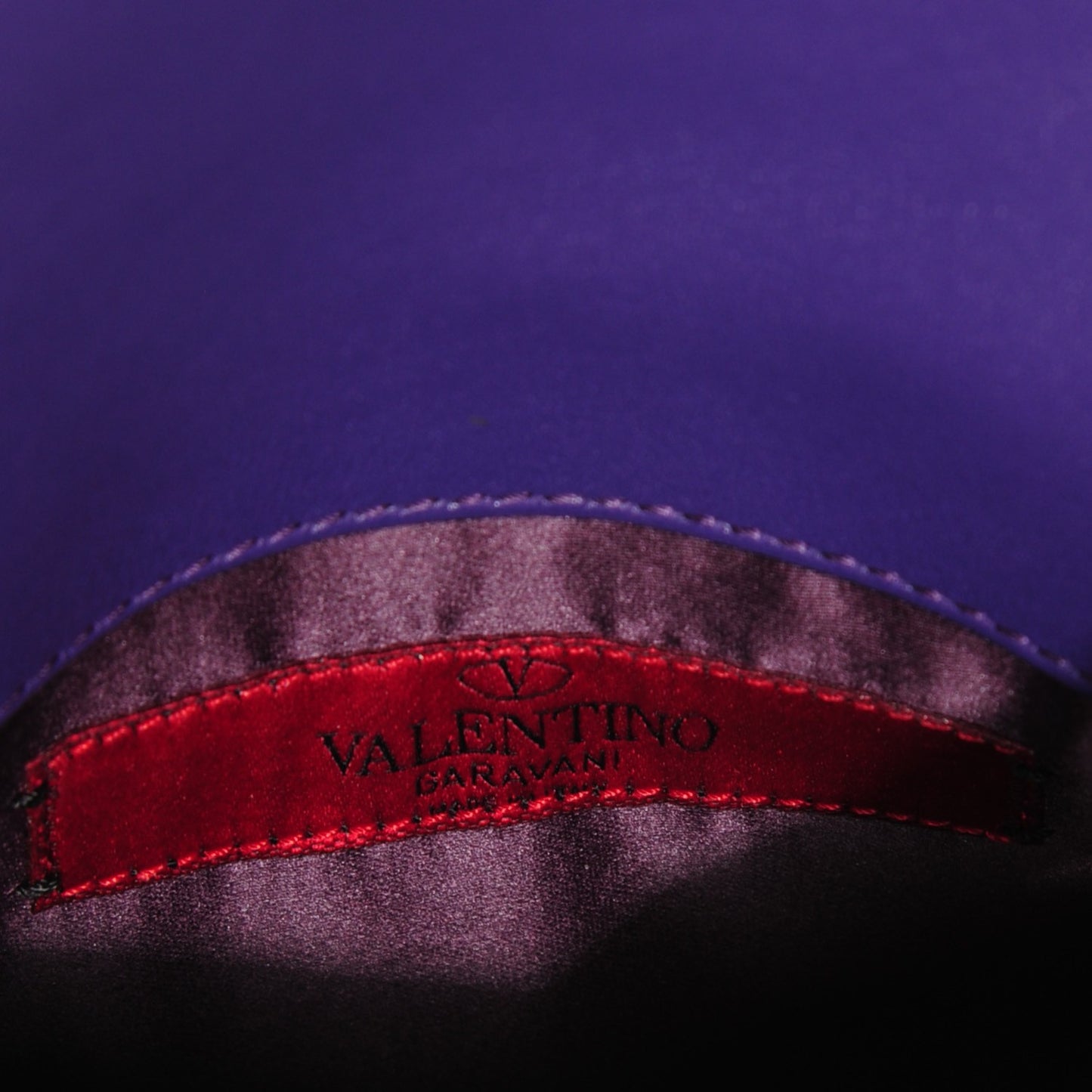 Vitello Rockstud Chain Flap Crossbody Bag Purple