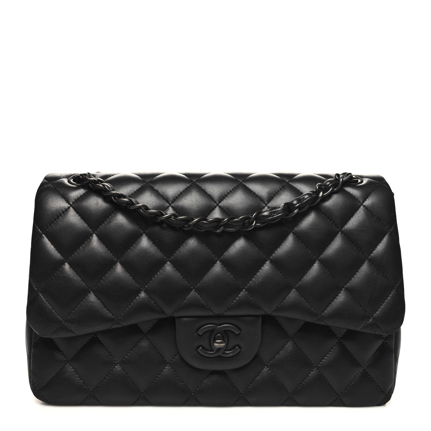 Chanel Lambskin Quilted Jumbo Double Flap So Black 1 of 13
