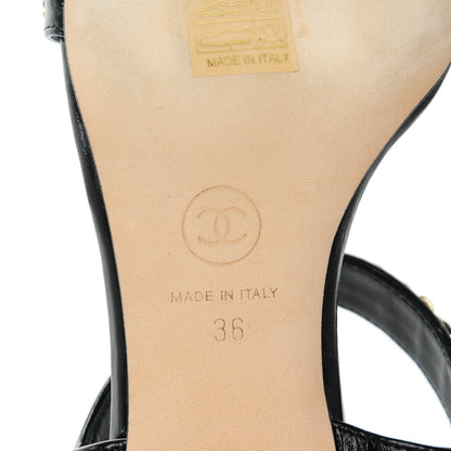 Chanel Crumpled Calfskin Chain Sandals 36 Black 7 of 7