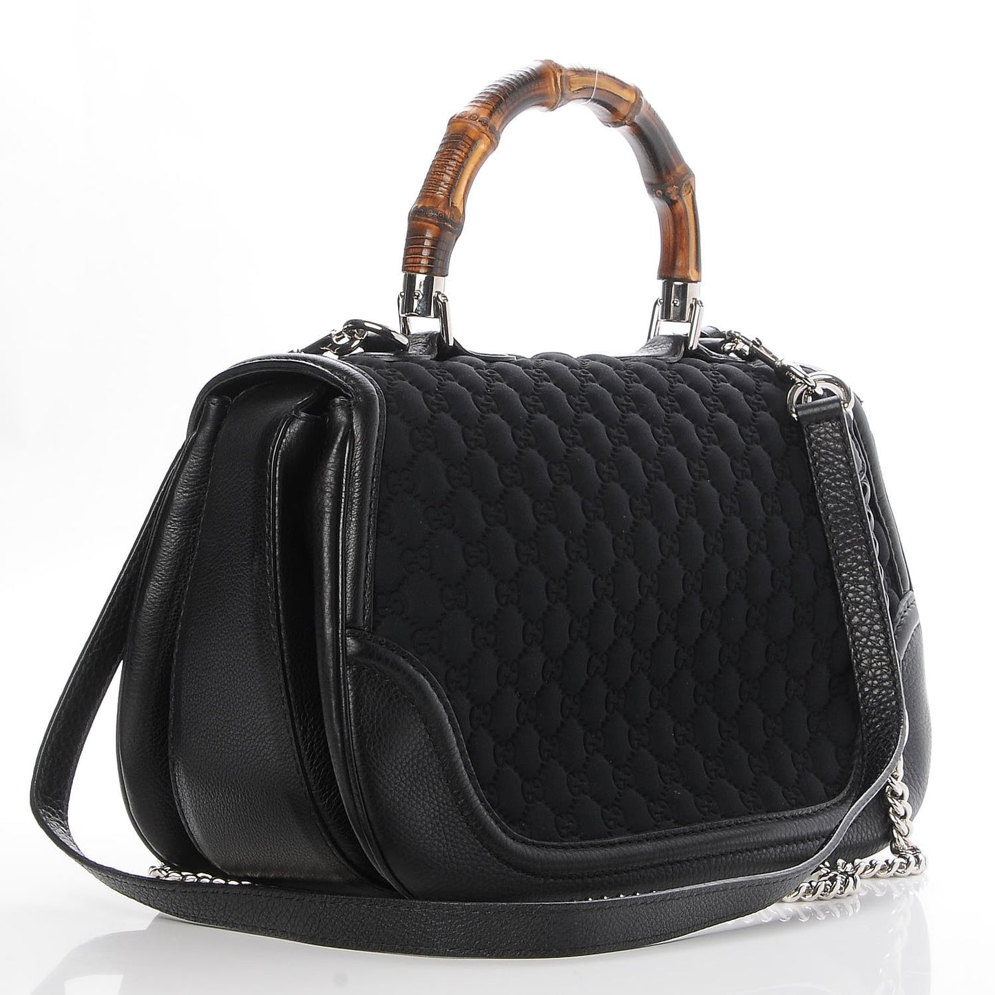 Rubber Guccissima Large New Bamboo Top Handle Bag Black