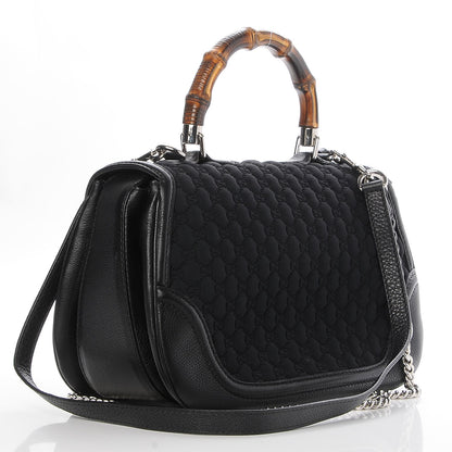 Gucci Rubber Guccissima Large New Bamboo Top Handle Bag Black 4 of 8