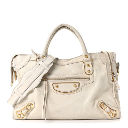 Balenciaga Chevre Gold Metallic Edge Hardware City White 1 of 10