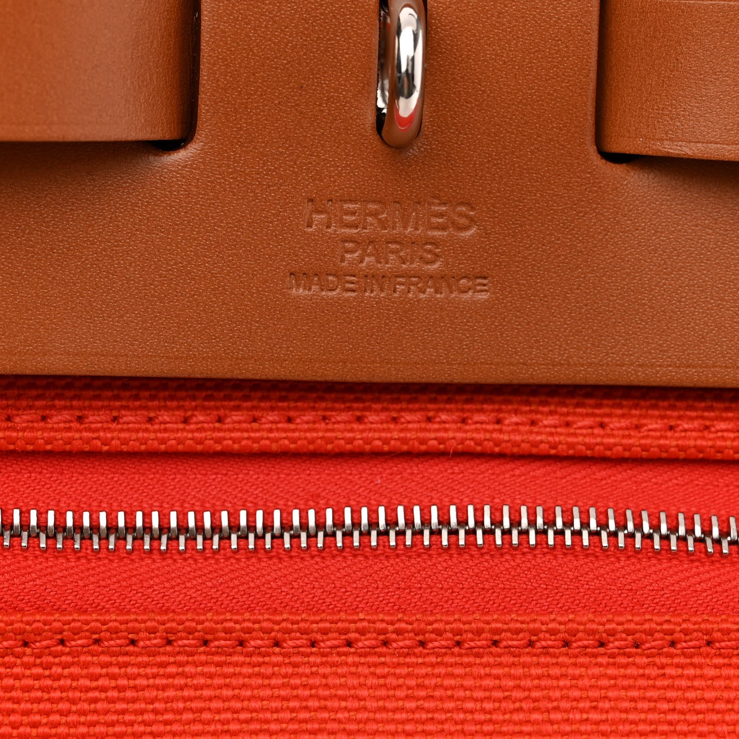 Hermes Vache Hunter Toile Herbag Zip Retourne 31 PM Orange Mecano Fauve 6 of 9