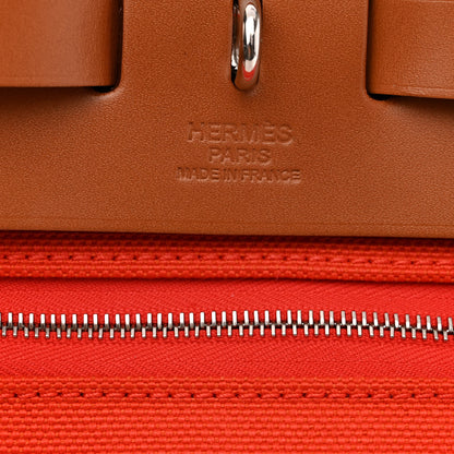 Hermes Vache Hunter Toile Herbag Zip Retourne 31 PM Orange Mecano Fauve 6 of 9