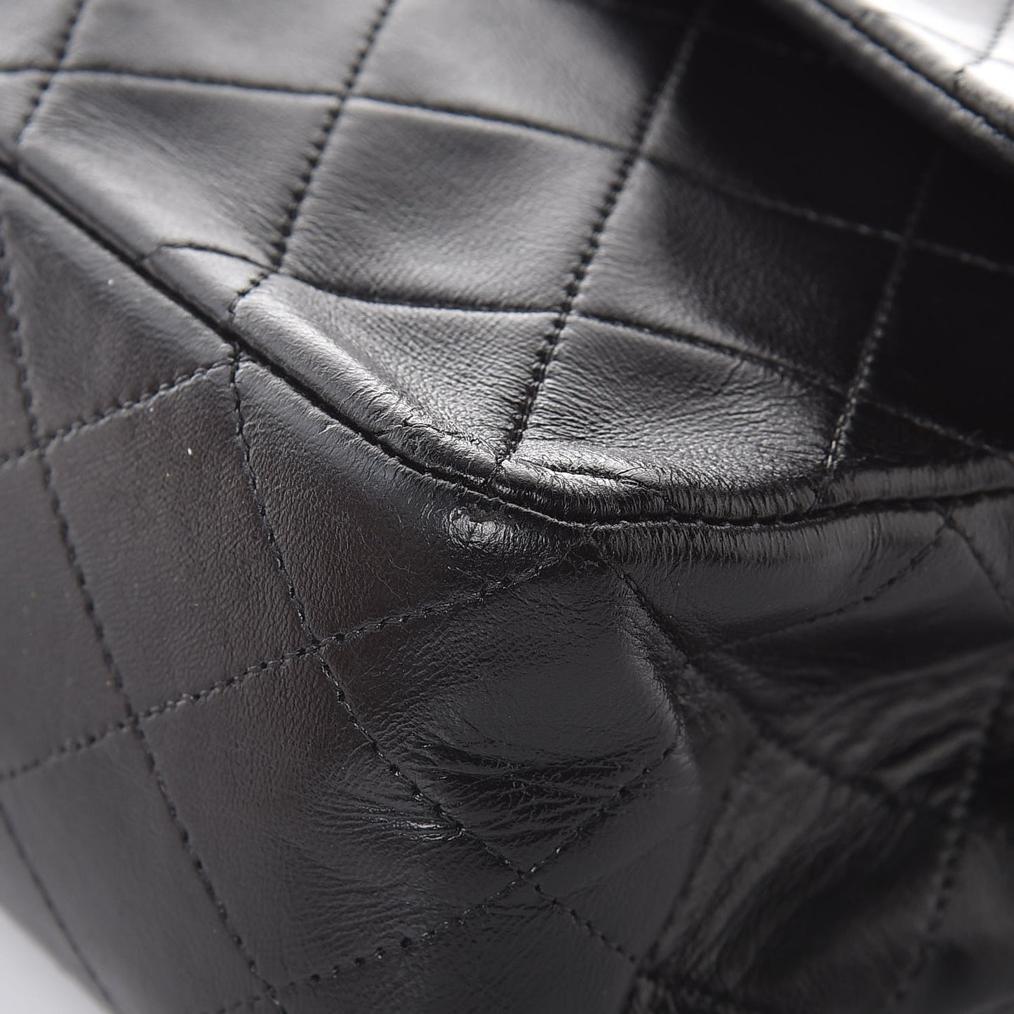 Lambskin Quilted Medium Double Flap Black