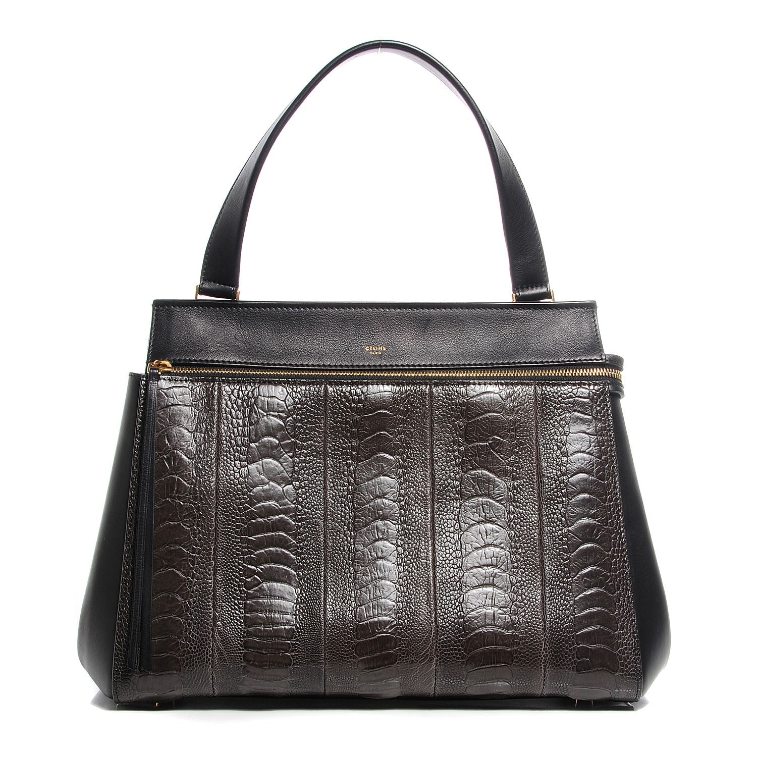 Celine Smooth Calfskin Ostrich Leg Medium Edge Shoulder Bag Black 1 of 7