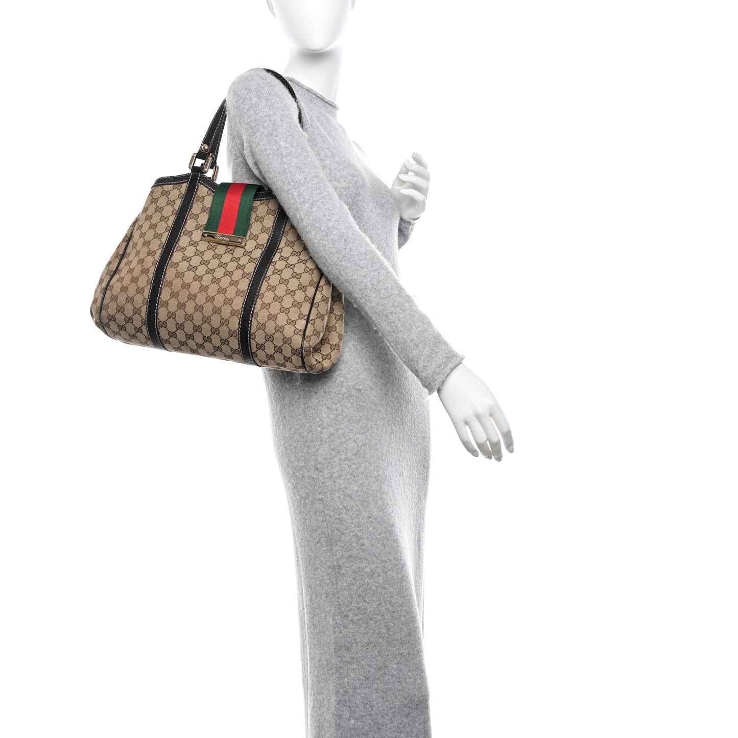 Monogram New Ladies Web Tote Dark Brown