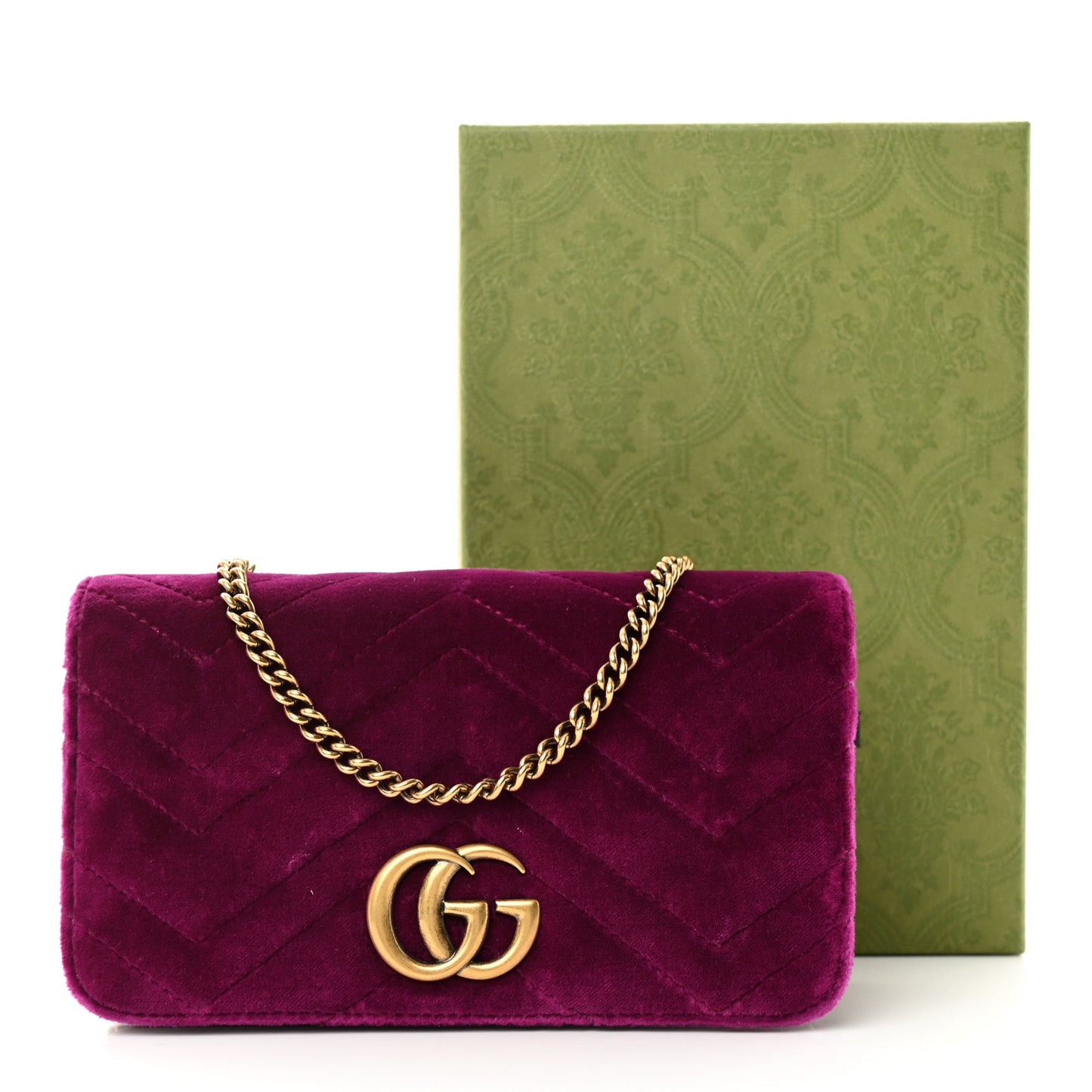 Velvet Matelasse GG Marmont Mini Bag Fuchsia Violet Cyclamen