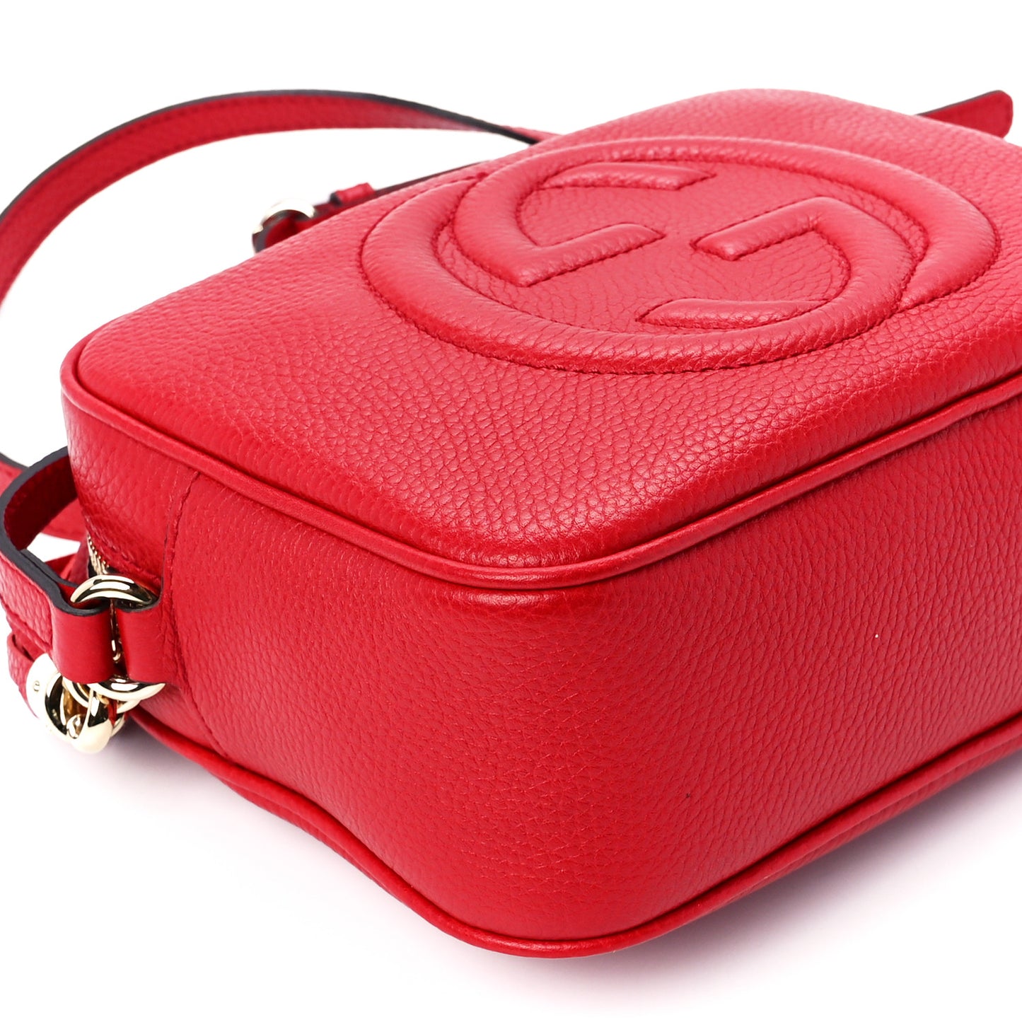 Pebbled Calfskin Small Soho Disco Bag Vibrant Red