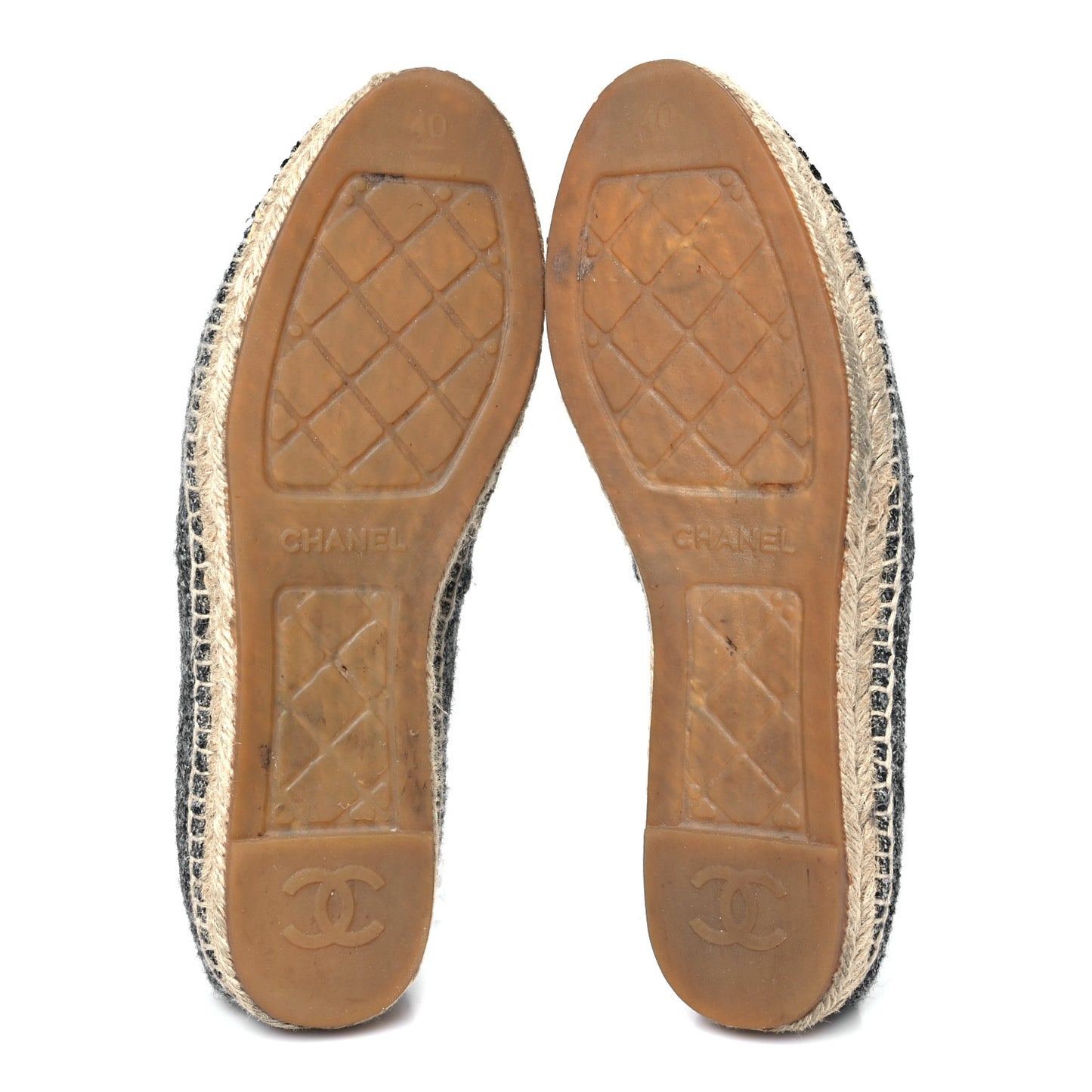 Tweed Velvet CC Espadrilles 40 Grey Black