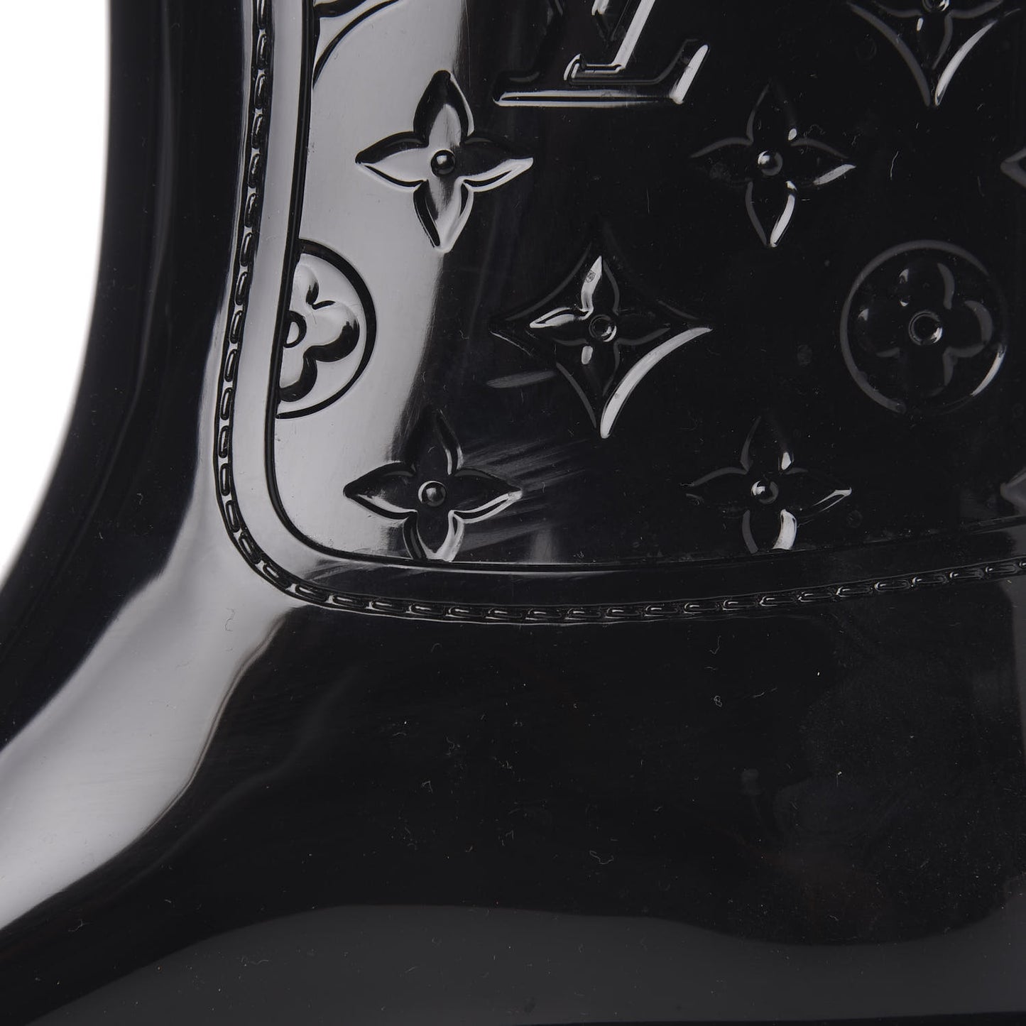Rubber Embossed Monogram Drops Flat Half Boots 38 Black