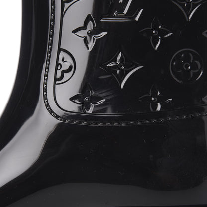 Louis Vuitton Rubber Embossed Monogram Drops Flat Half Boots 38 Black 9 of 10