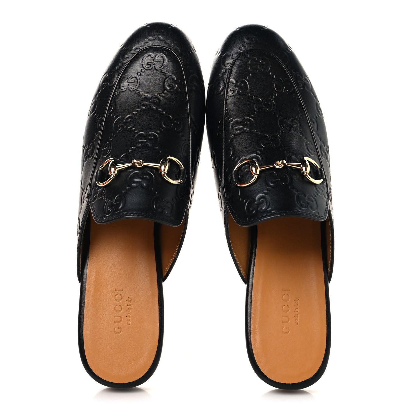 Glamour Calfskin Guccissima Womens Princetown Slippers 37.5 Black