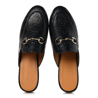 Gucci Glamour Calfskin Guccissima Womens Princetown Slippers 37.5 Black 2 of 10