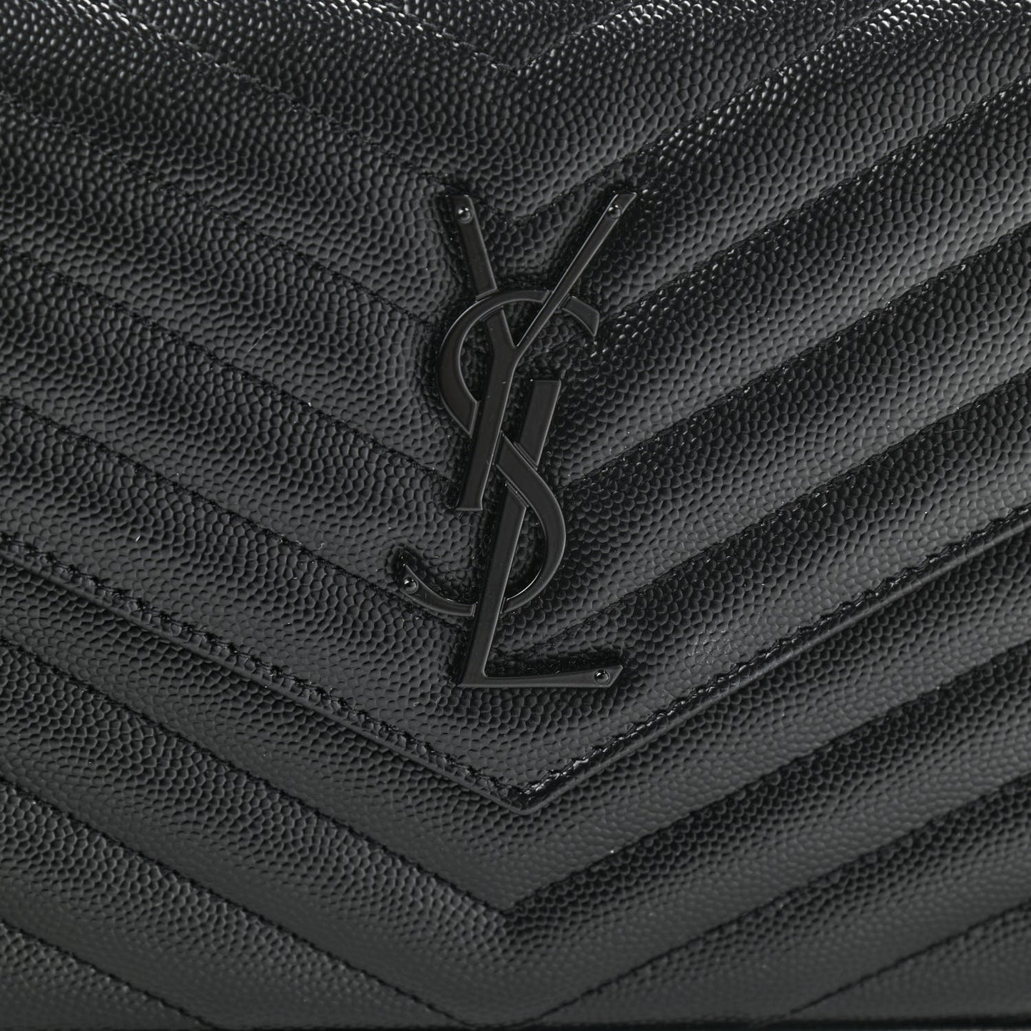 Grain De Poudre Matelasse Chevron Monogram Chain Wallet Black
