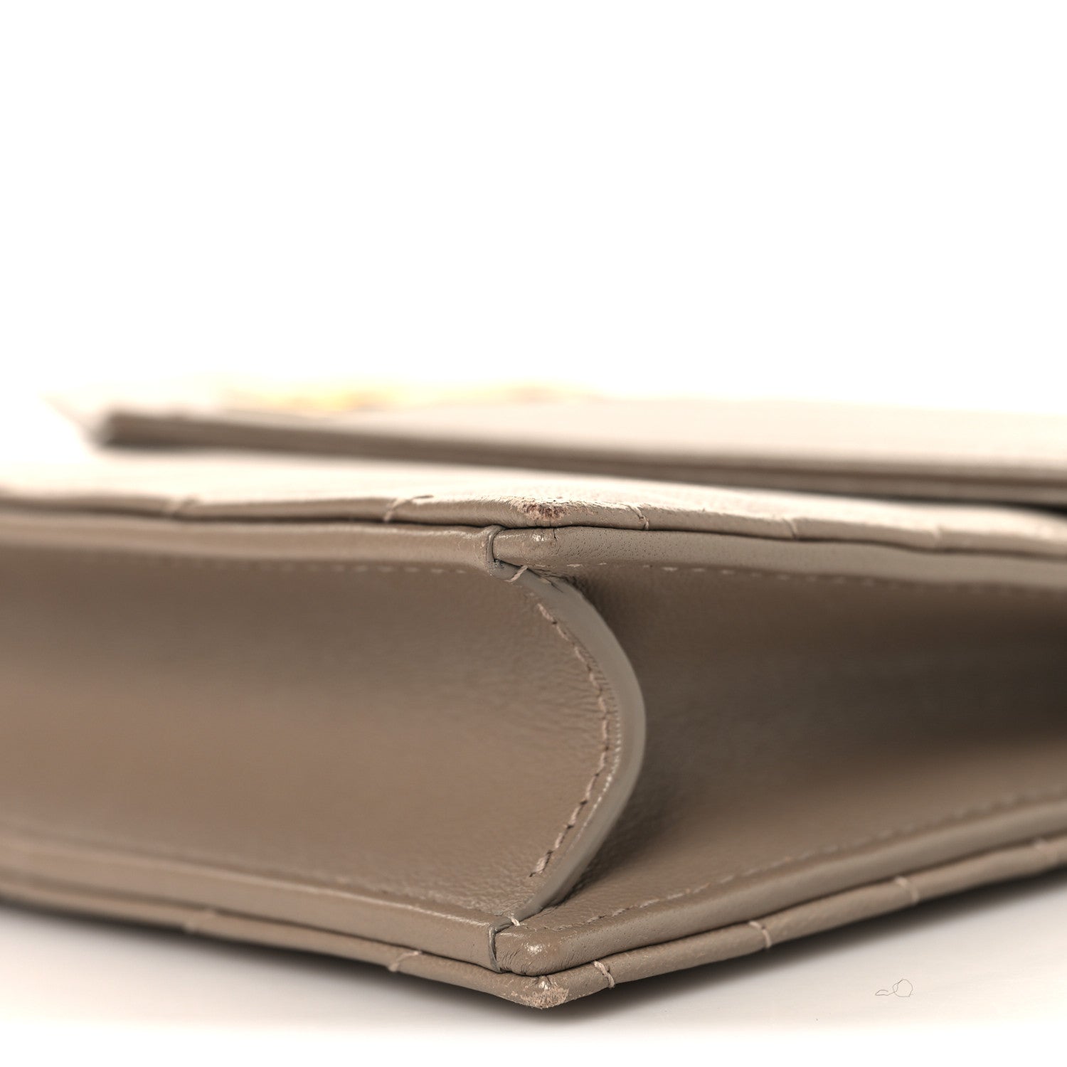 Saint Laurent Lambskin Matelasse Chevron Monogram Envelope Chain Wallet Dusty Grey 9 of 10