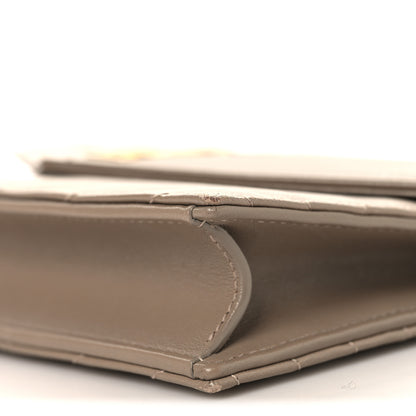 Saint Laurent Lambskin Matelasse Chevron Monogram Envelope Chain Wallet Dusty Grey 9 of 10