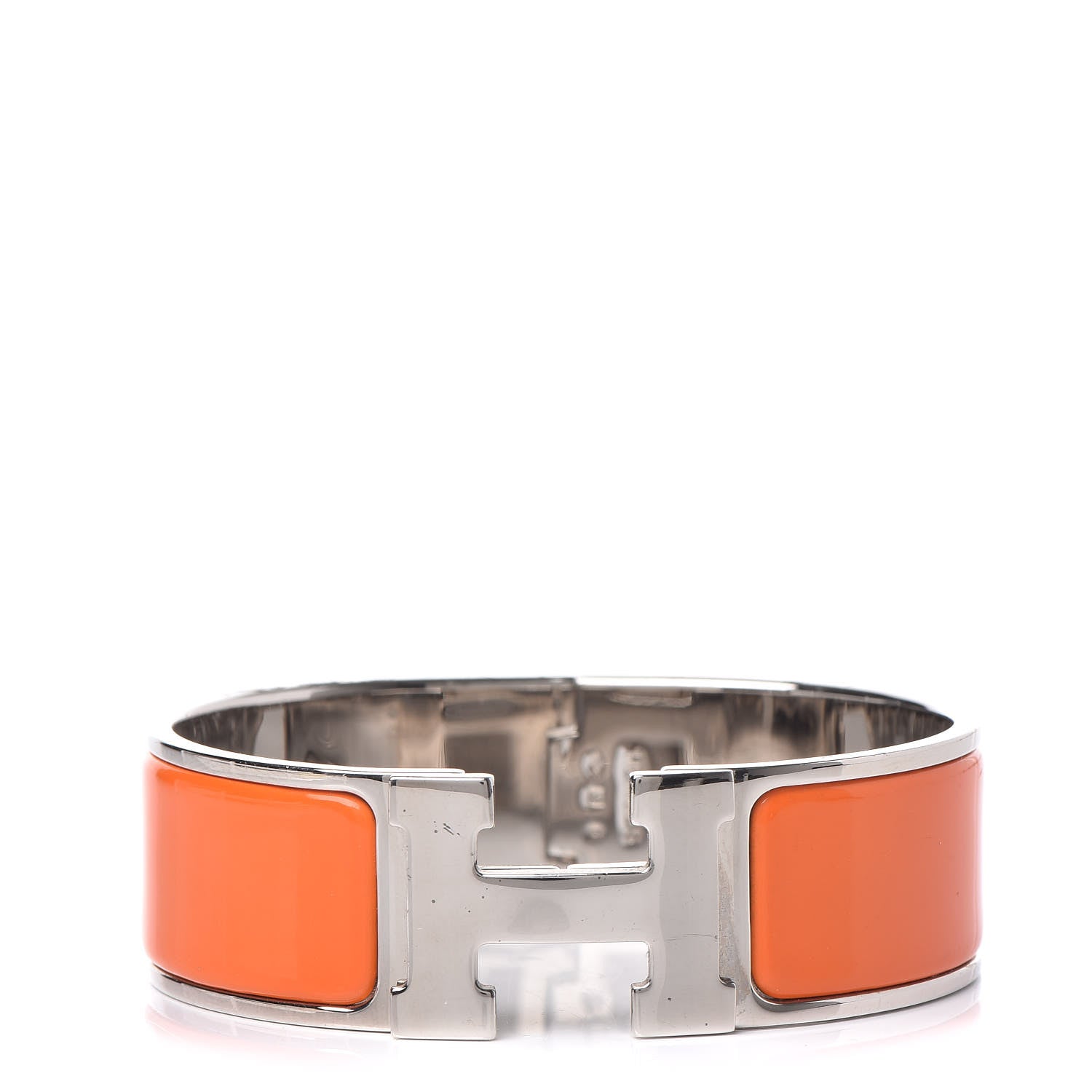 Hermes Enamel Wide Clic Clac H Bracelet GM Orange 1 of 6