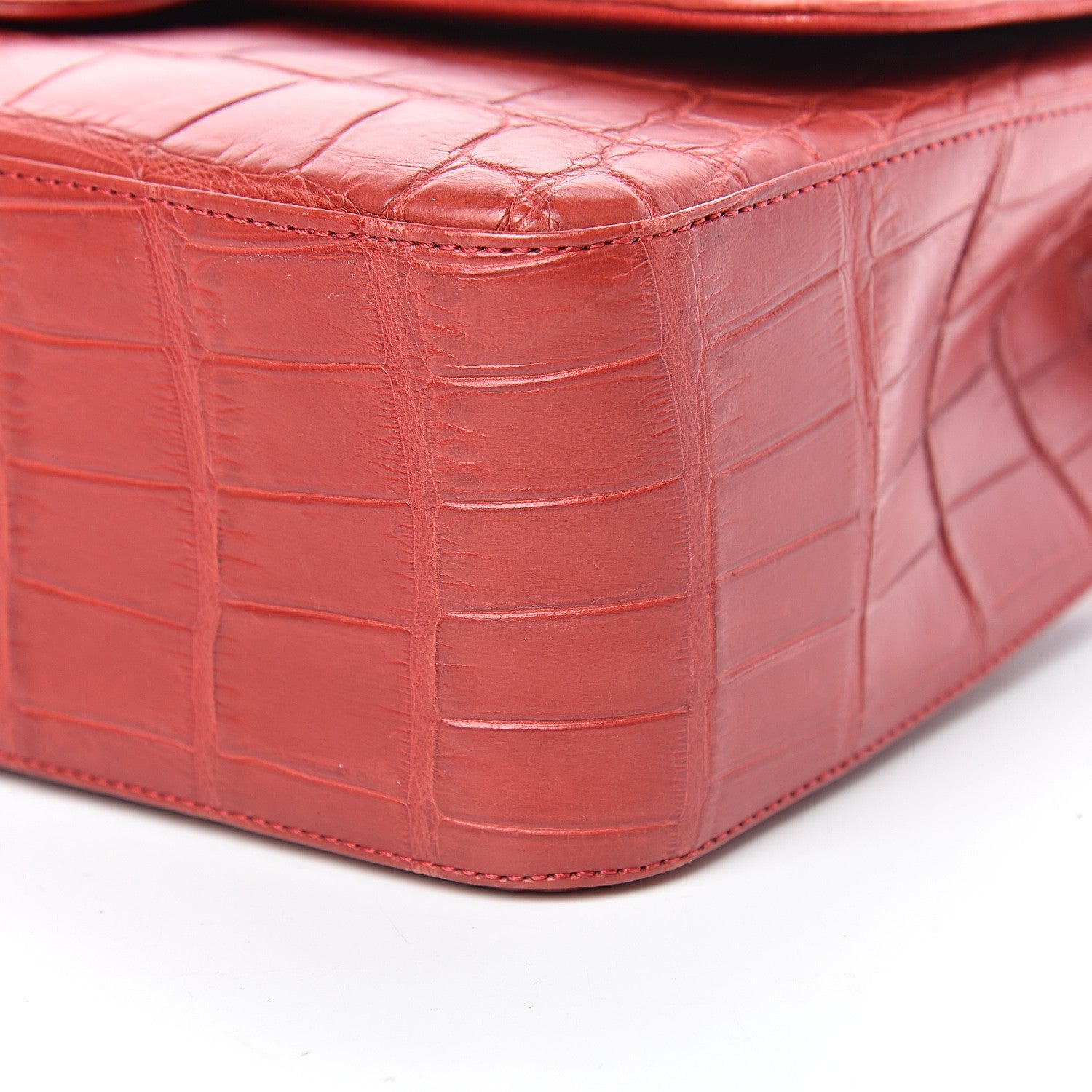 Chanel Matte Alligator Jumbo Single Flap Red 10 of 15