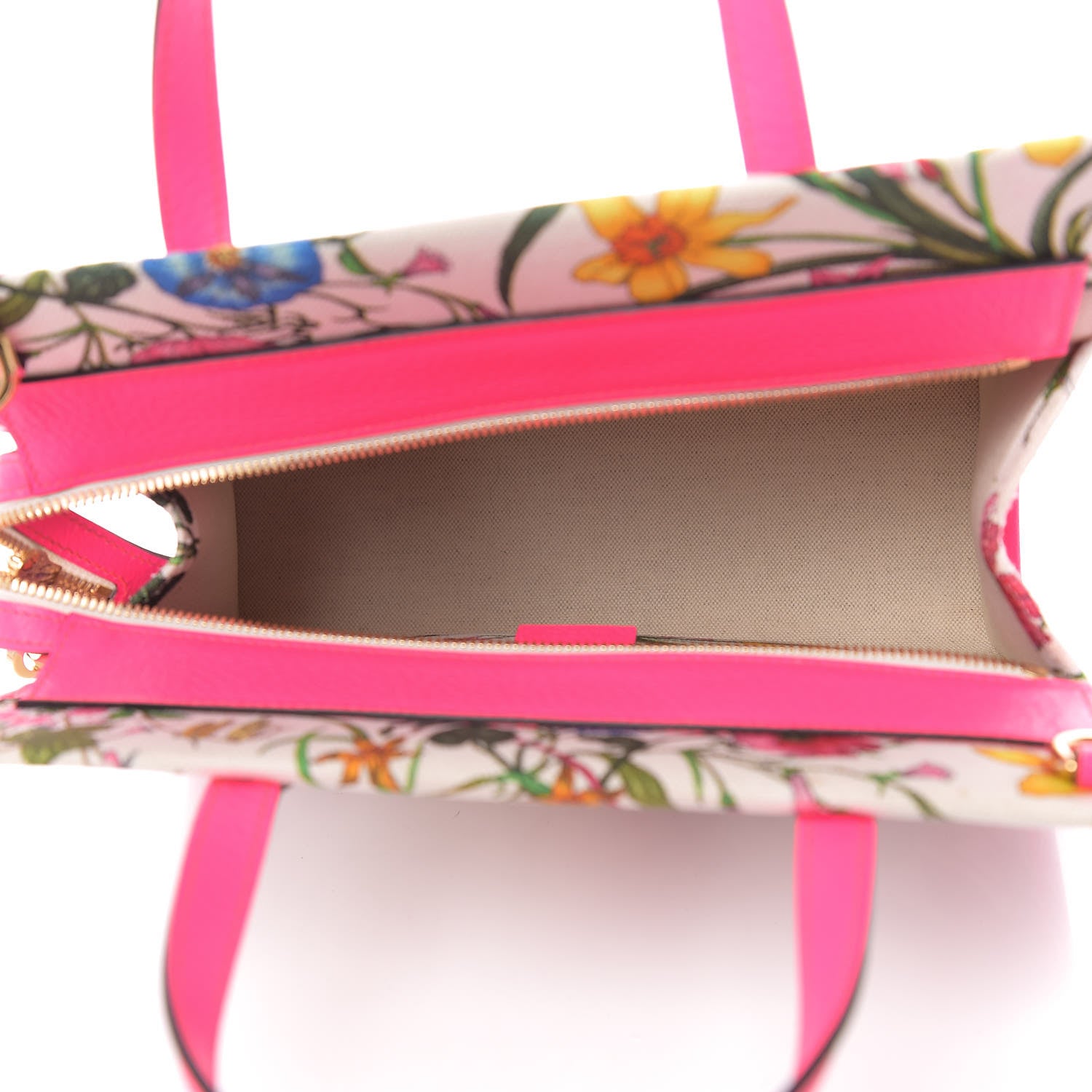 Gucci Canvas Medium Flora Tote Fuchsia 4 of 9