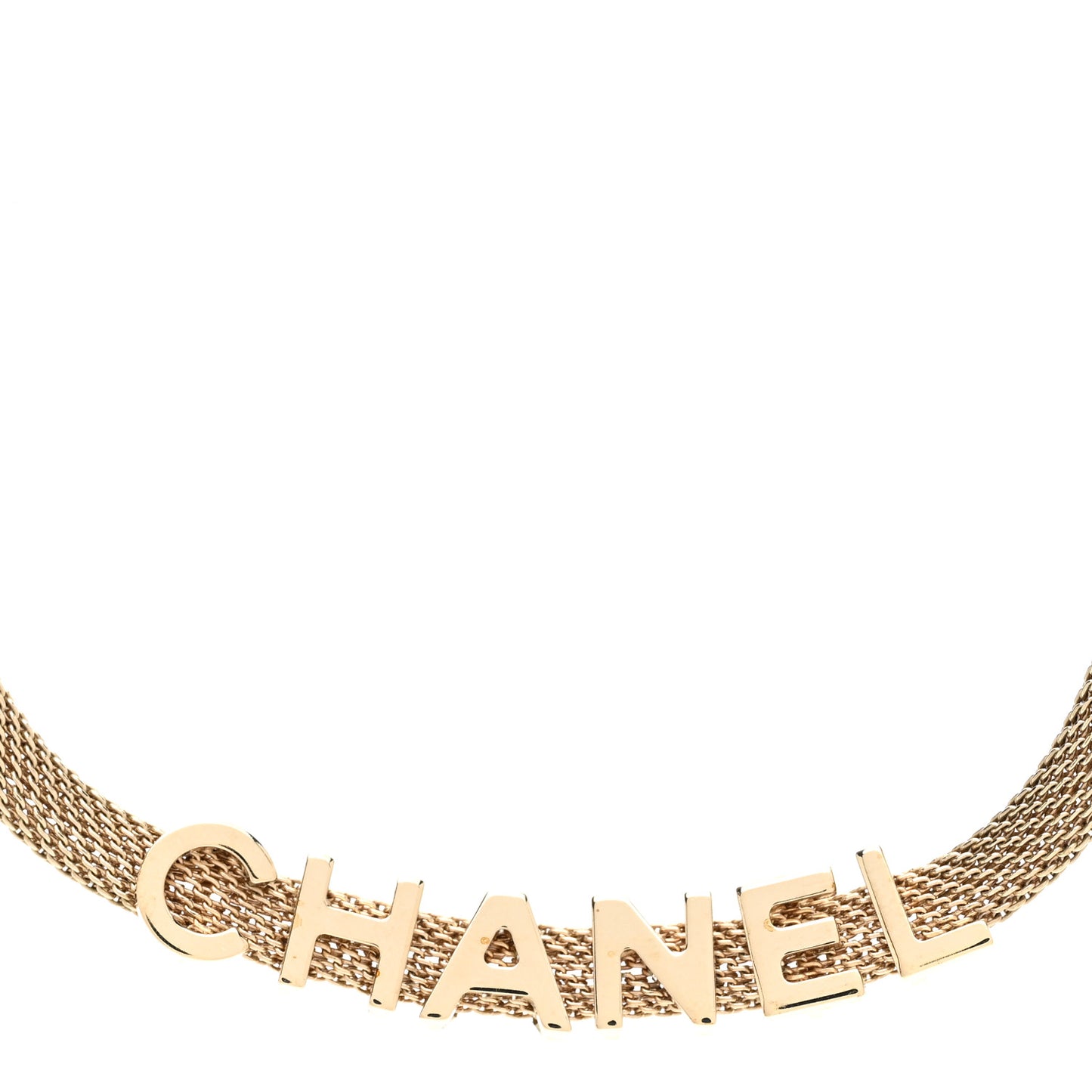 Mesh Logo Choker Necklace Gold