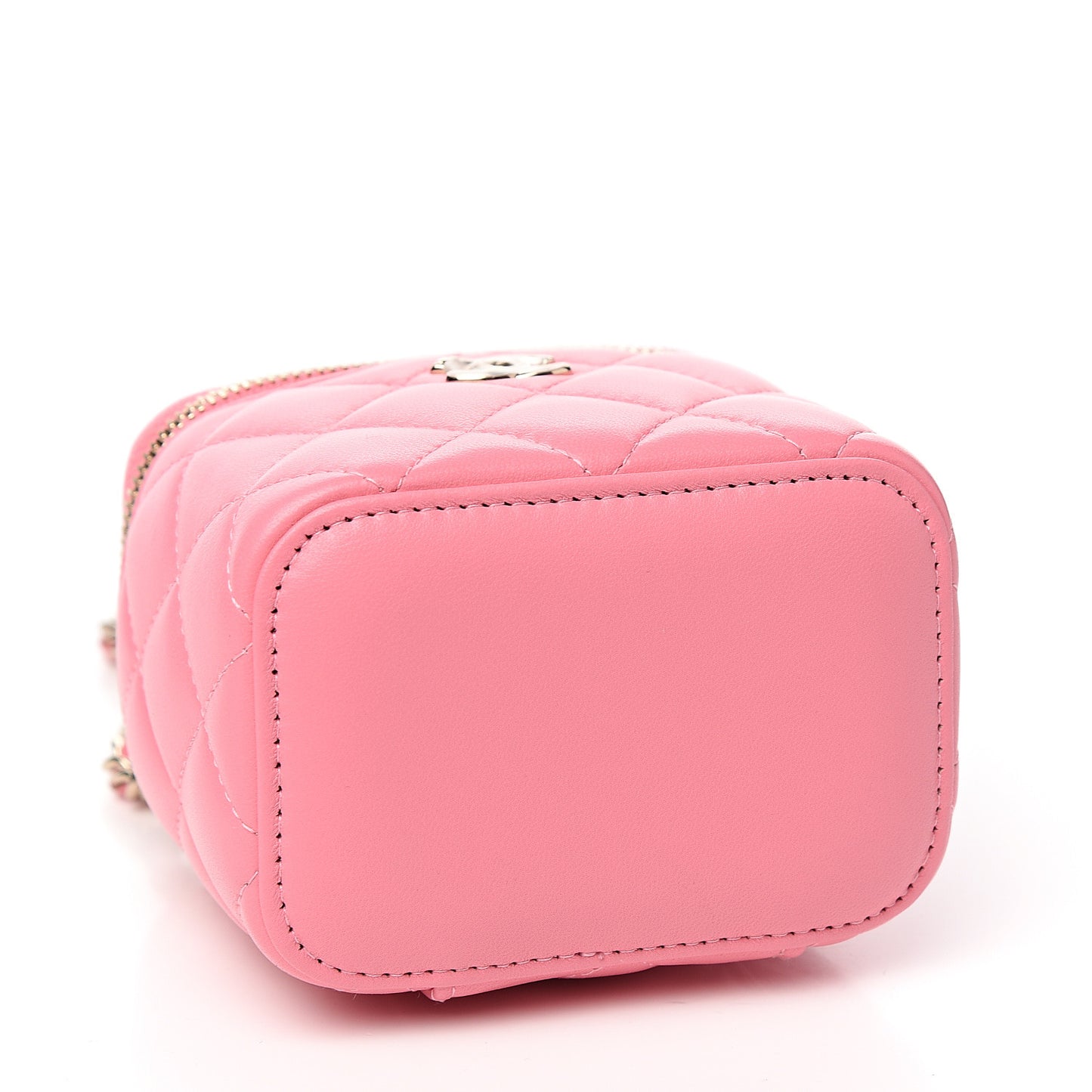 Lambskin Quilted Mini Vanity Case With Chain Pale Pink