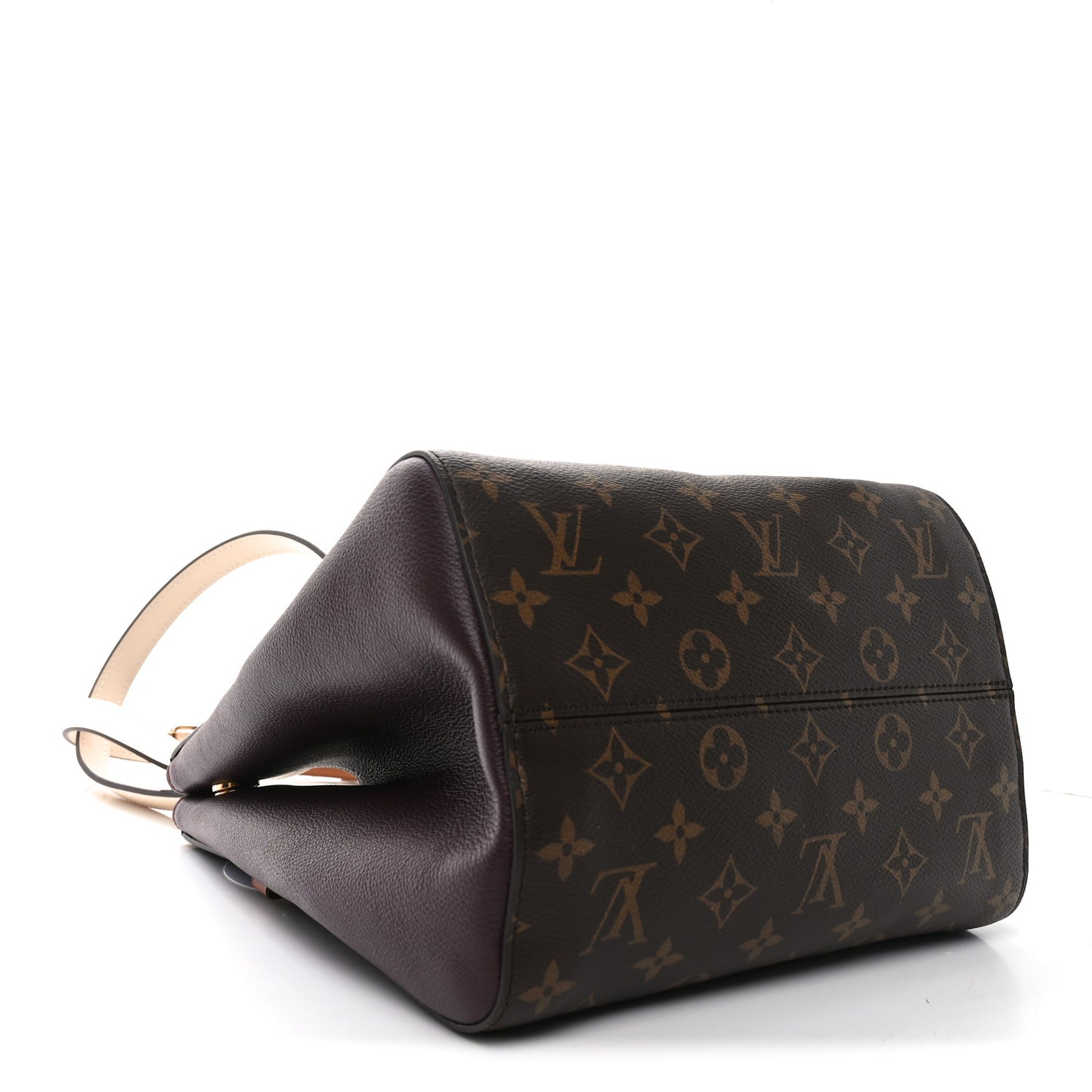 Calfskin Monogram Fold Tote MM Black Wine Cream
