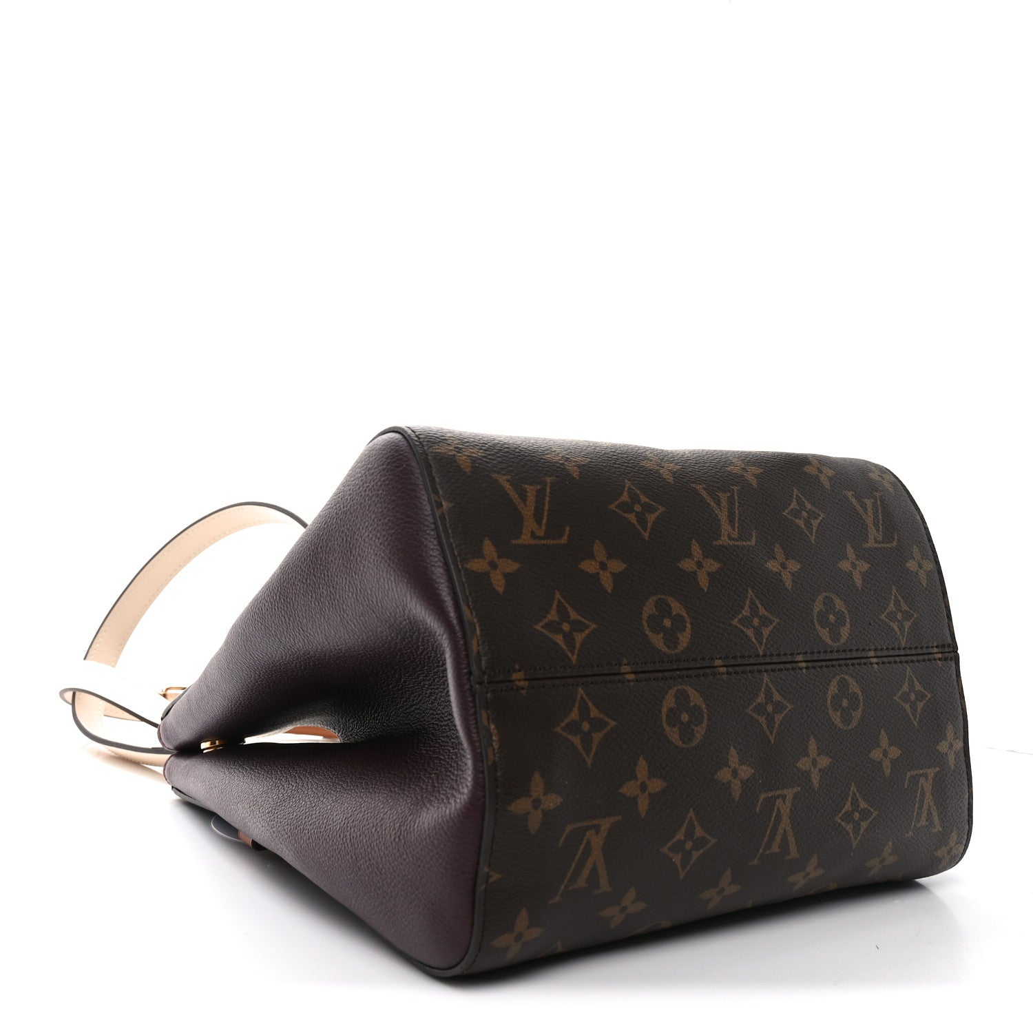 Louis Vuitton Calfskin Monogram Fold Tote MM Black Wine Cream 4 of 9