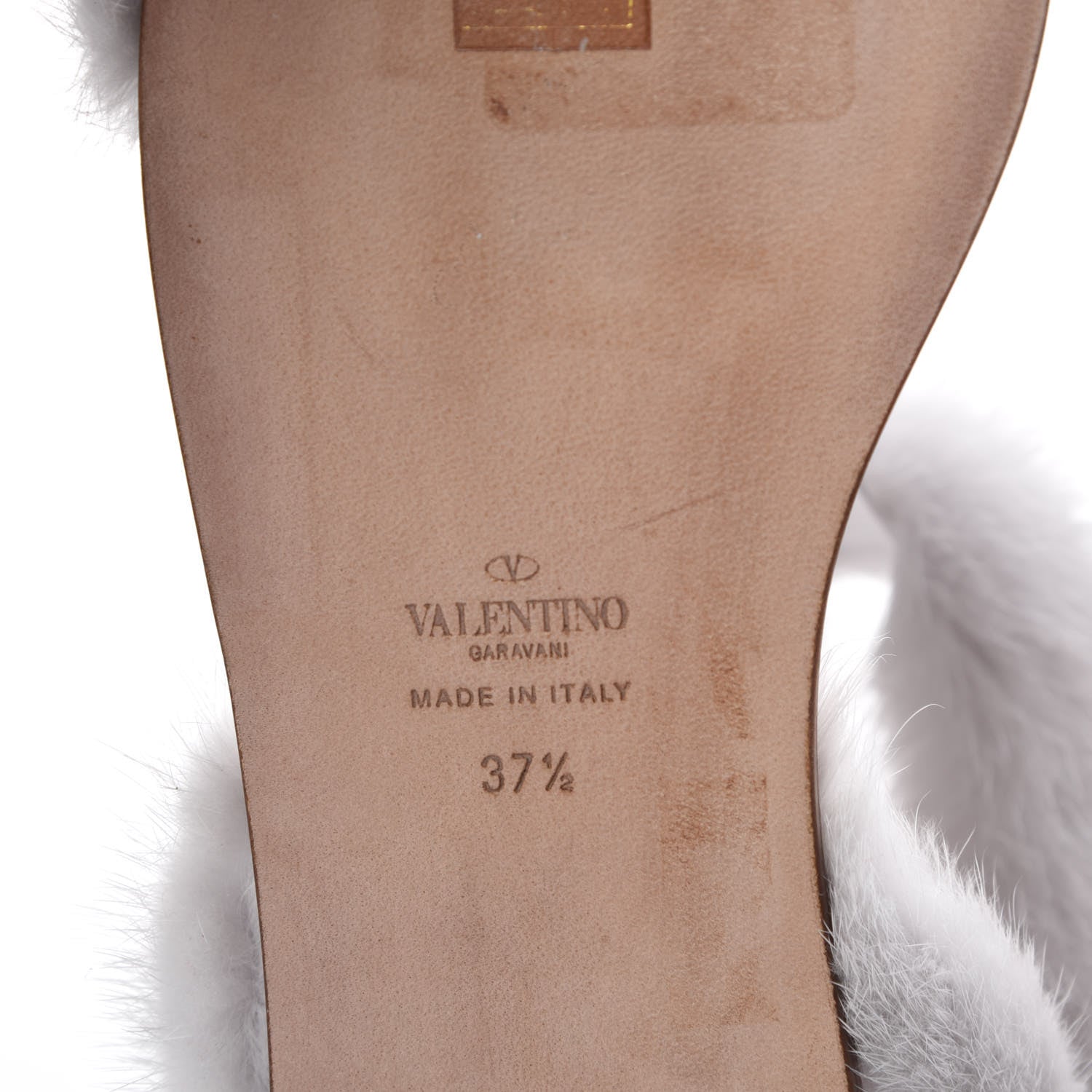 Valentino Garavani Mink Fur Ankle Wrap Flat Sandals 37.5 Grey 8 of 10