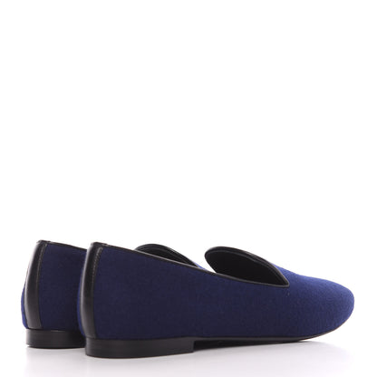 Chanel Fabric Lambskin Womens CC Mocassin Loafers 39.5 Navy Black 5 of 14