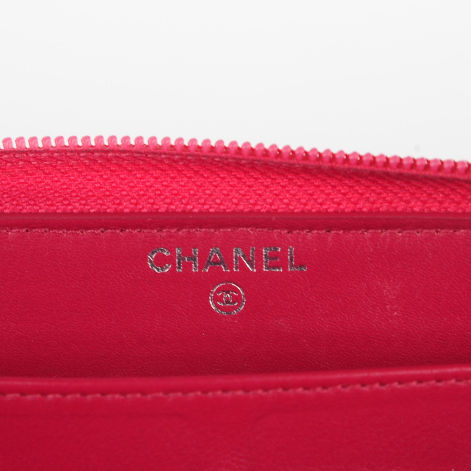 Chanel Patent Camellia Embossed Large Gusset Zip Around Wallet Pink 5 of 8