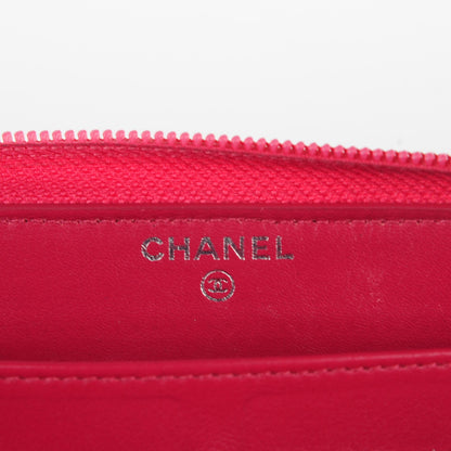 Chanel Patent Camellia Embossed Large Gusset Zip Around Wallet Pink 5 of 8