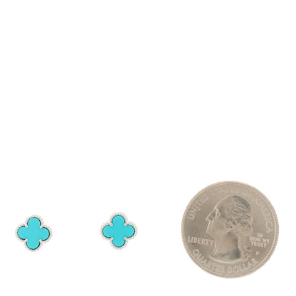 Van Cleef & Arpels VAN CLEEF & ARPELS 18K White Gold Turquoise Sweet Alhambra Earrings 2 of 5
