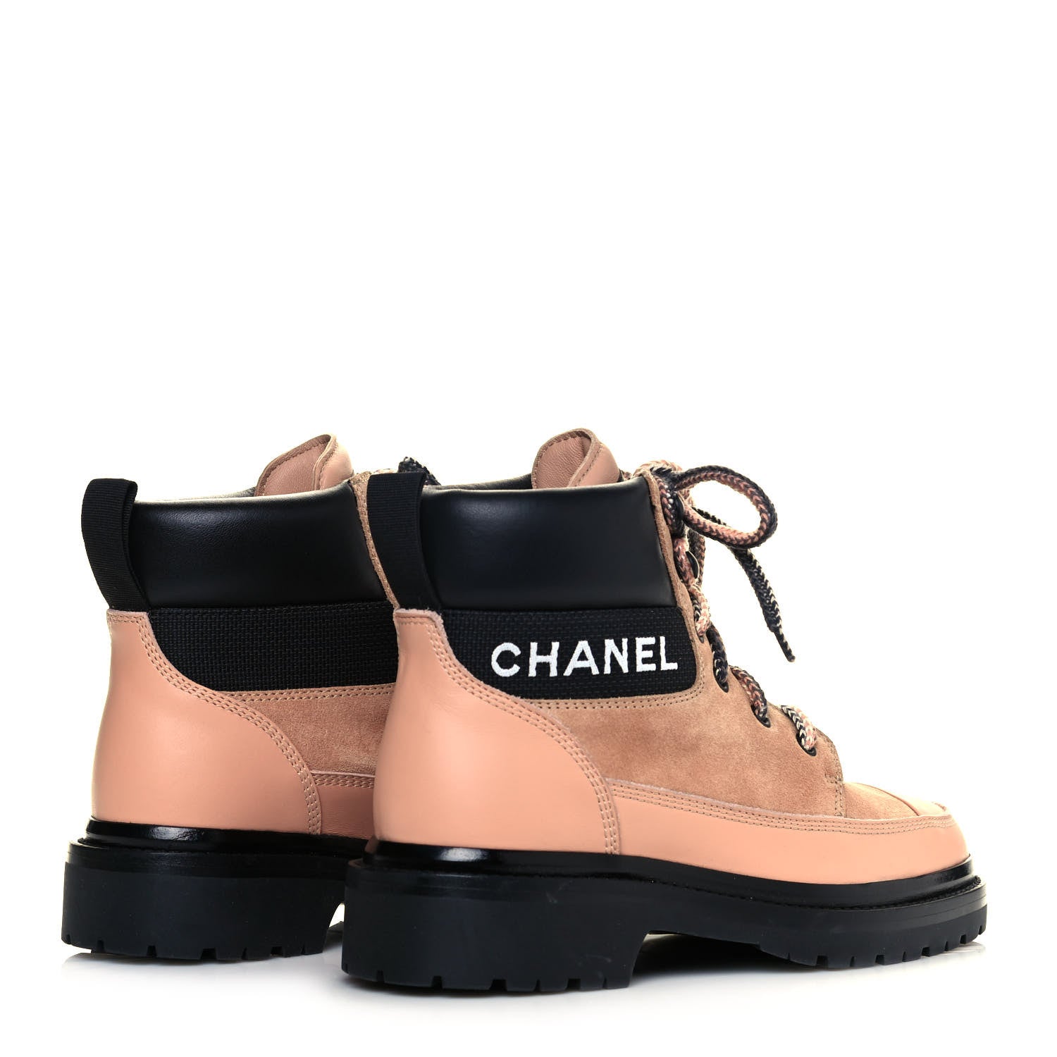 Chanel Suede Calfskin Lace Up Boots 36.5 Pink 4 of 11