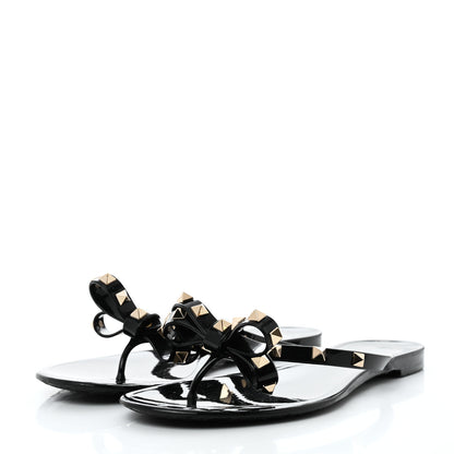 Valentino Garavani PVC Jelly Rockstud Bow Thong Sandals 41 Black 3 of 8