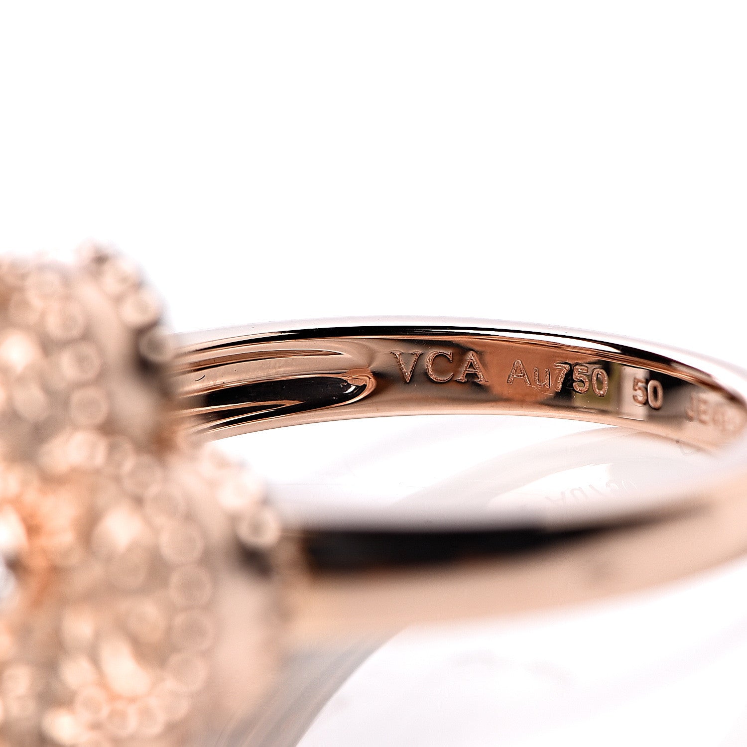 Van Cleef & Arpels 18K Rose Gold Diamond Vintage Alhambra Ring 50 5.5 5 of 7