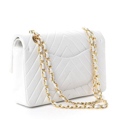 Chanel Calfskin Chevron Quilted Medium Double Flap White 2 of 10