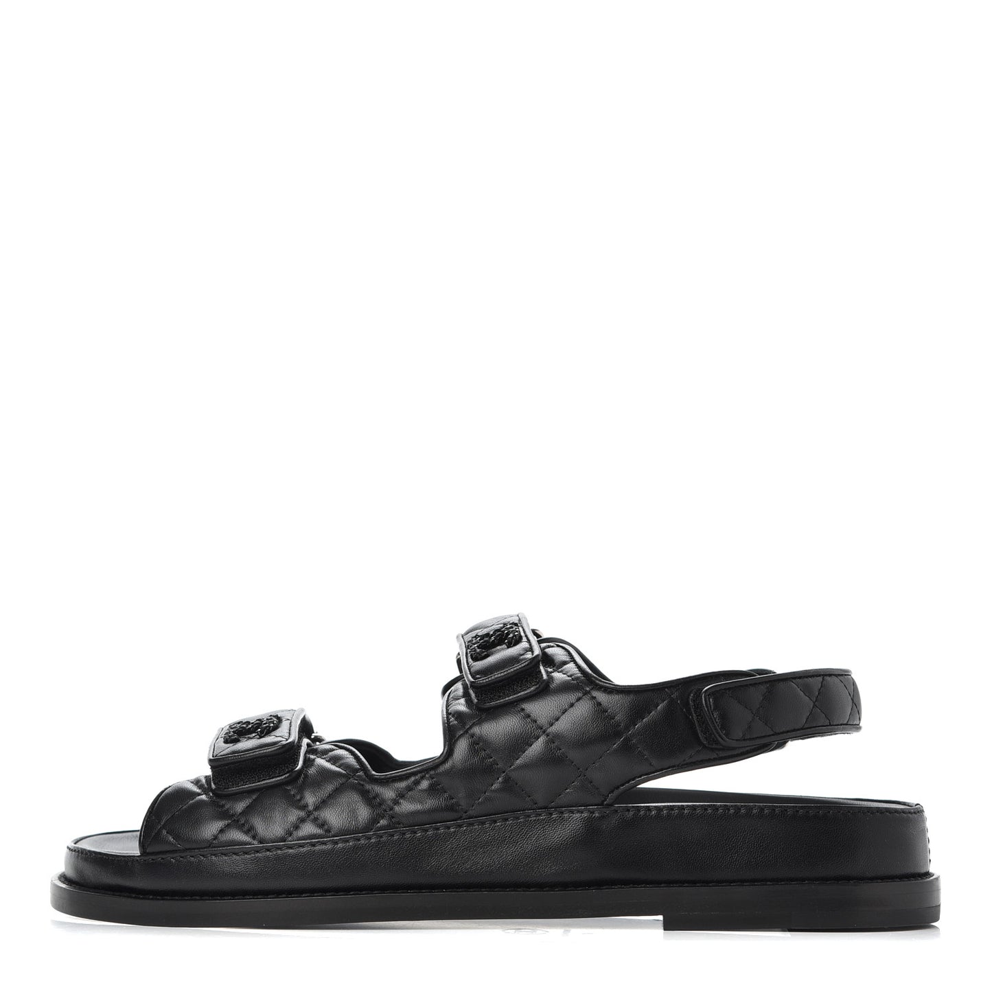 Lambskin Velcro Dad Sandals 41 Black