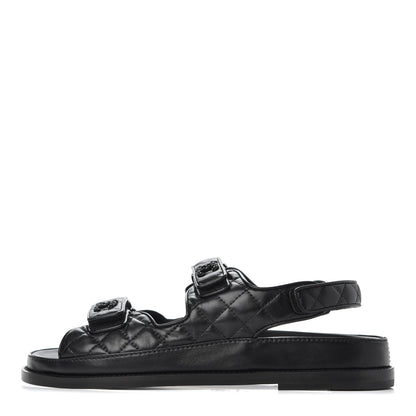 Chanel Lambskin Velcro Dad Sandals 41 Black 1 of 13