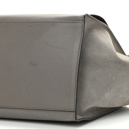 Celine Crocodile Embossed Nubuck Medium Trapeze Grey 9 of 13