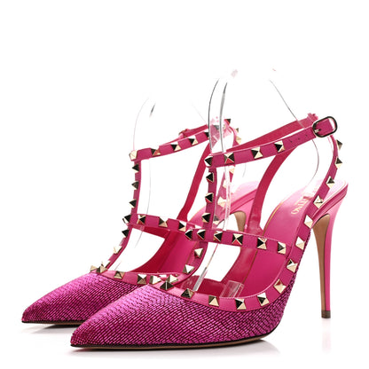 Valentino Garavani Nappa Beaded Embroidered Rockstud Ankle Strap 100mm Pumps 41 Pink 4 of 10