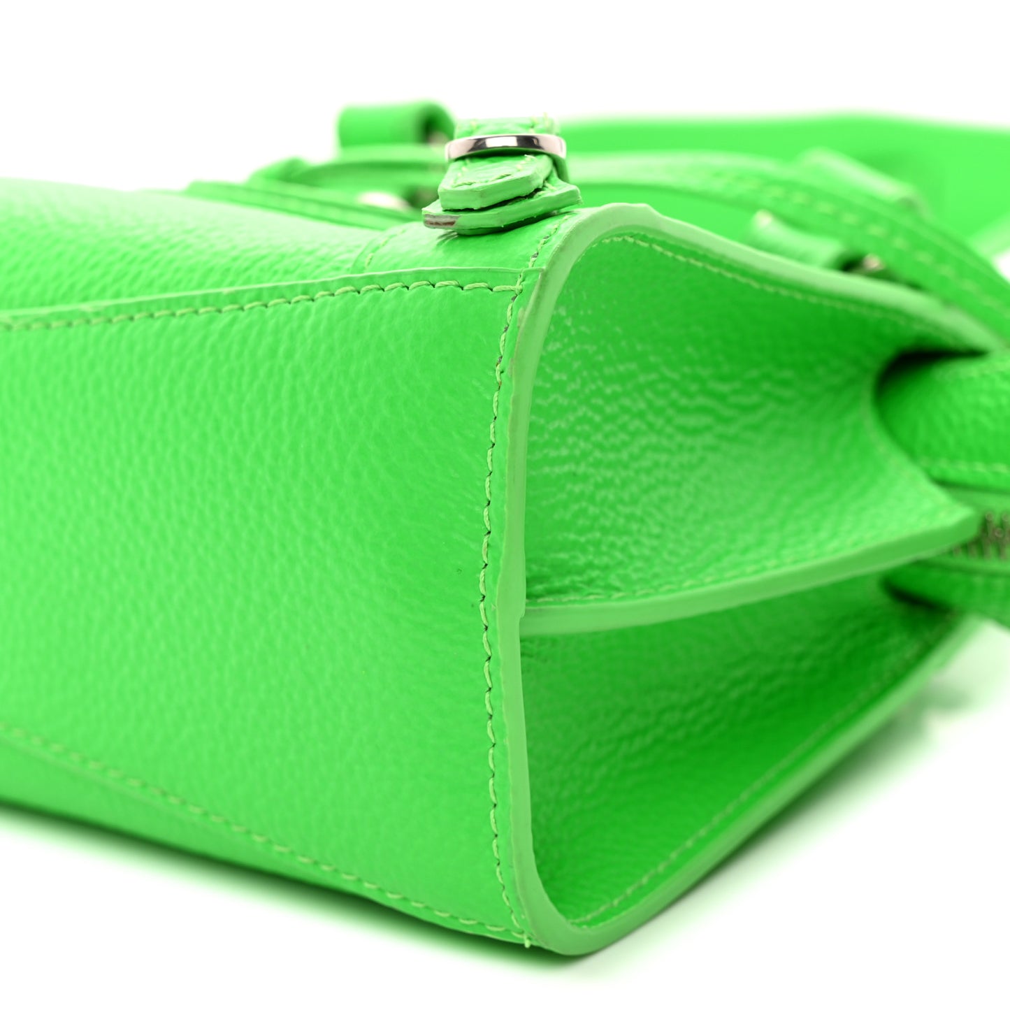 Grained Calfskin Neo Classic Silver Hardware Nano City Crossbody Fluo Green