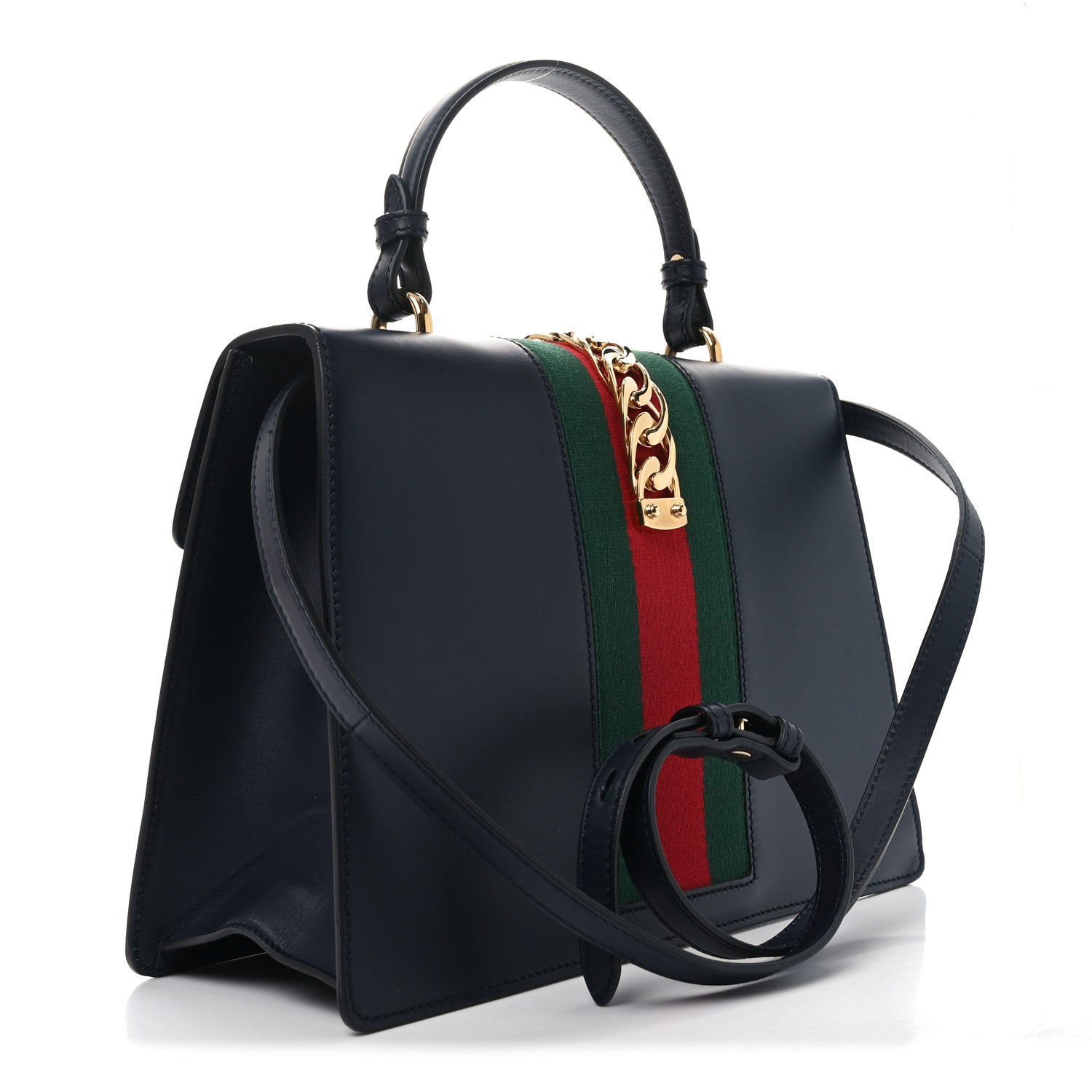 Gucci Calfskin Medium Sylvie Top Handle Bag Blue 3 of 10