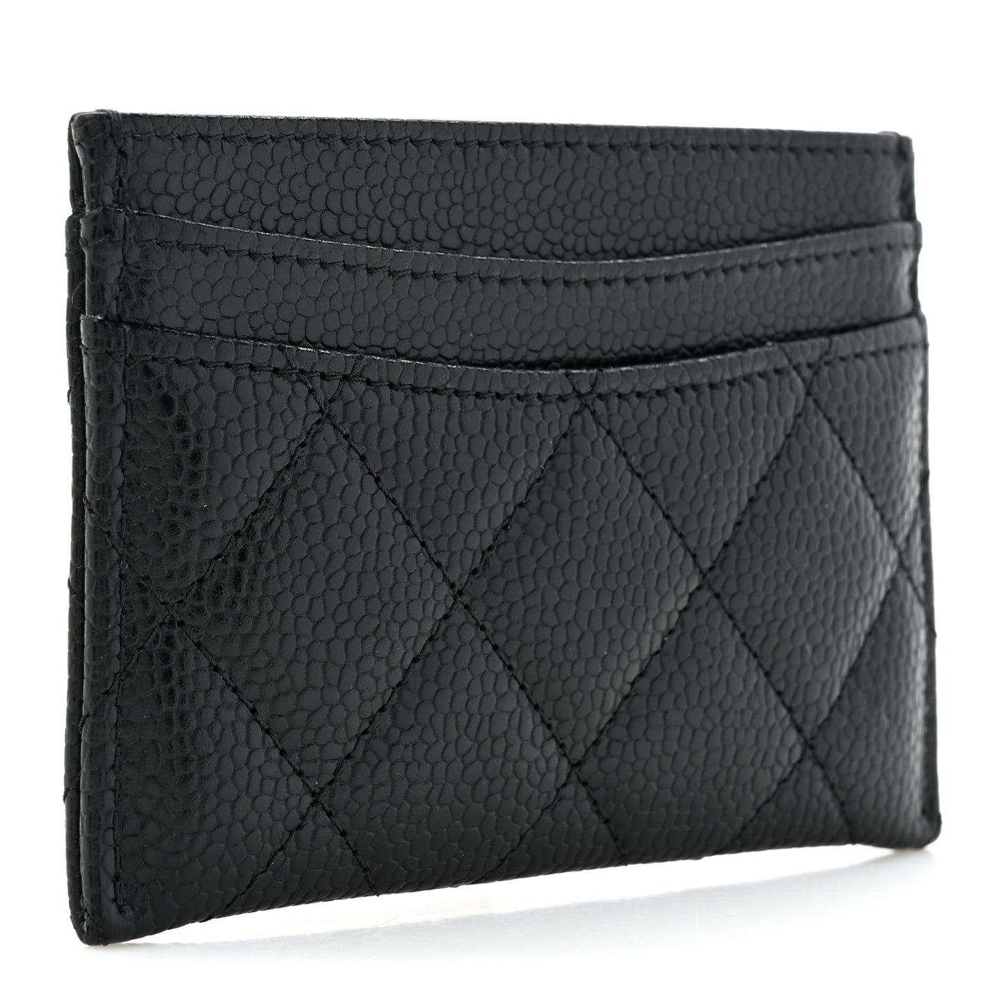 Caviar Quilted Card Holder Black